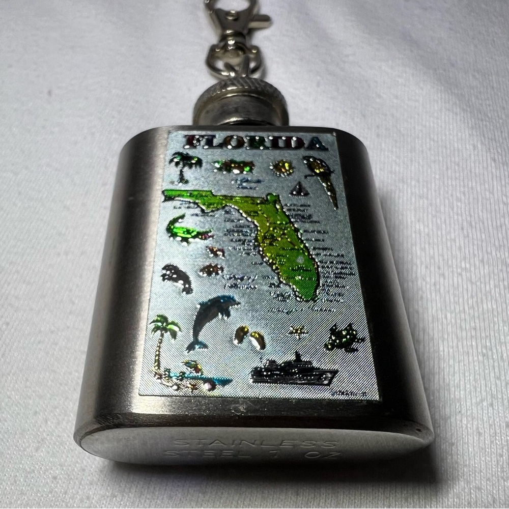 Florida Map Stainless Steel Keychain Flask